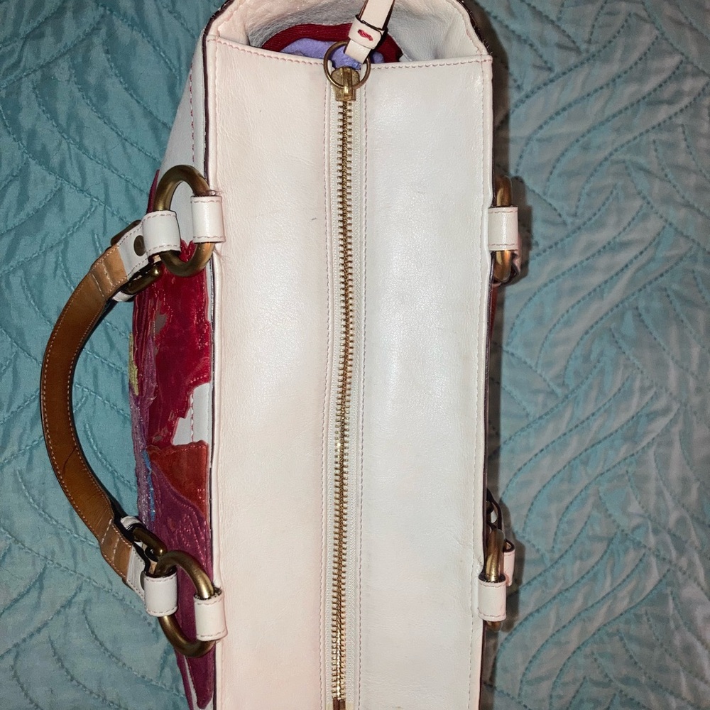 Coach Poppies for Peace White Bag with Multicolor Floral Design/LE/retired - Picture 3 of 16